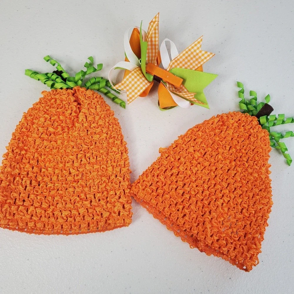Little Miracles Baby Pumpkin Hat His, Hers Boy Girl Twins Halloween Photo 6-18mo